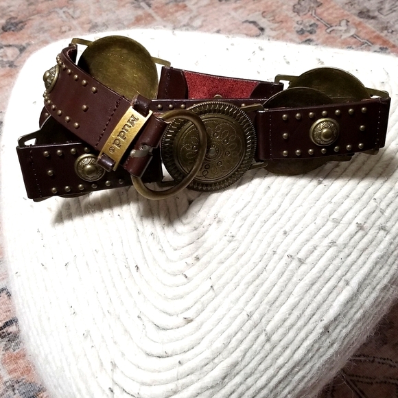 Vintage Genuine Brown Leather Western Concho Studded Belt Women's. Size: XL. - Picture 1 of 14